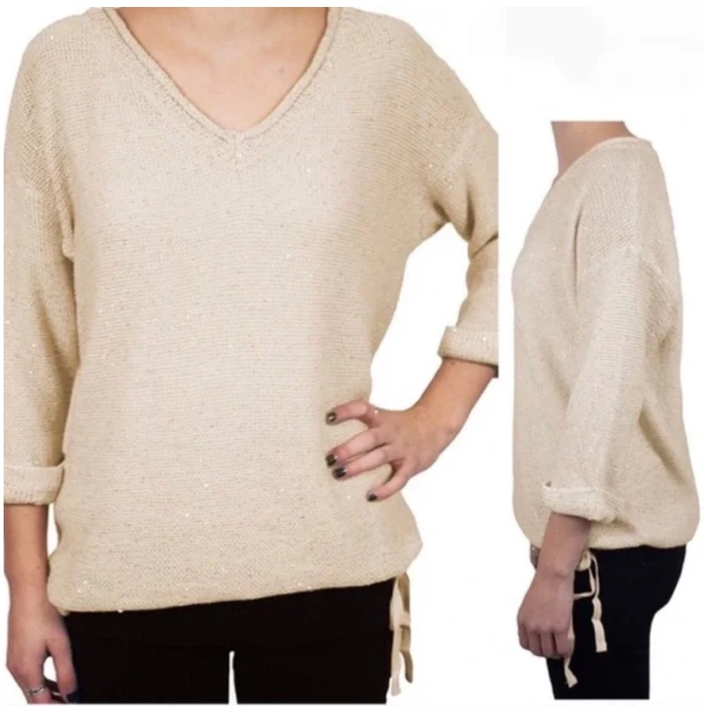 DKNY Women's slight sequin pullover sweater- worn once. 79 retail
